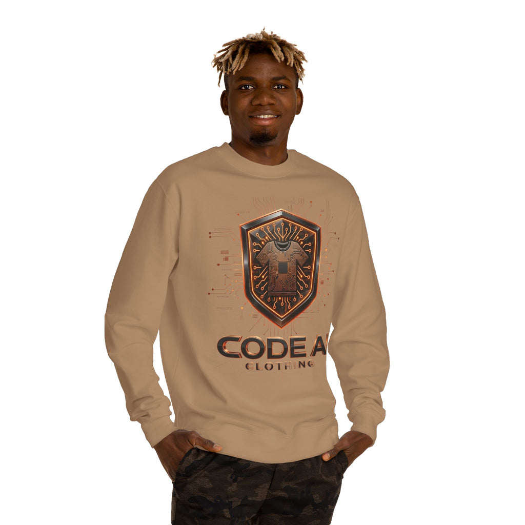 CodeAiclothing orange and black Crew Neck Sweatshirt