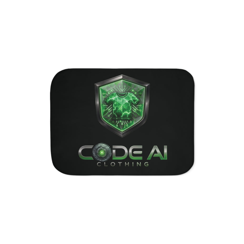 Sherpa Blanket — Code AI Green Shield Logo Plush Throw