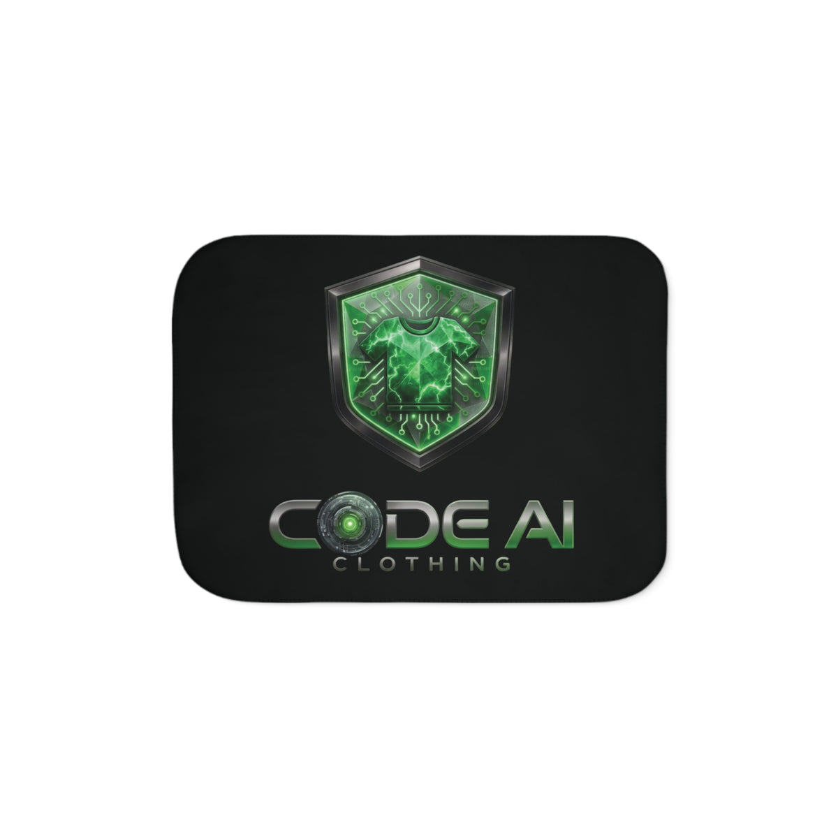 Sherpa Blanket — Code AI Green Shield Logo Plush Throw