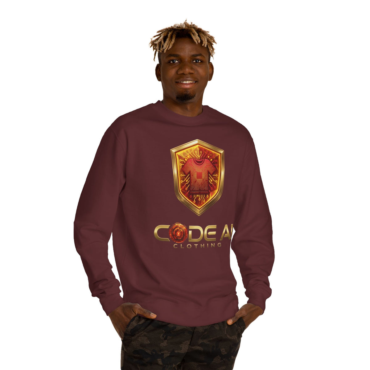 Red and yellow CodeAiclothing Crew Neck Sweatshirt