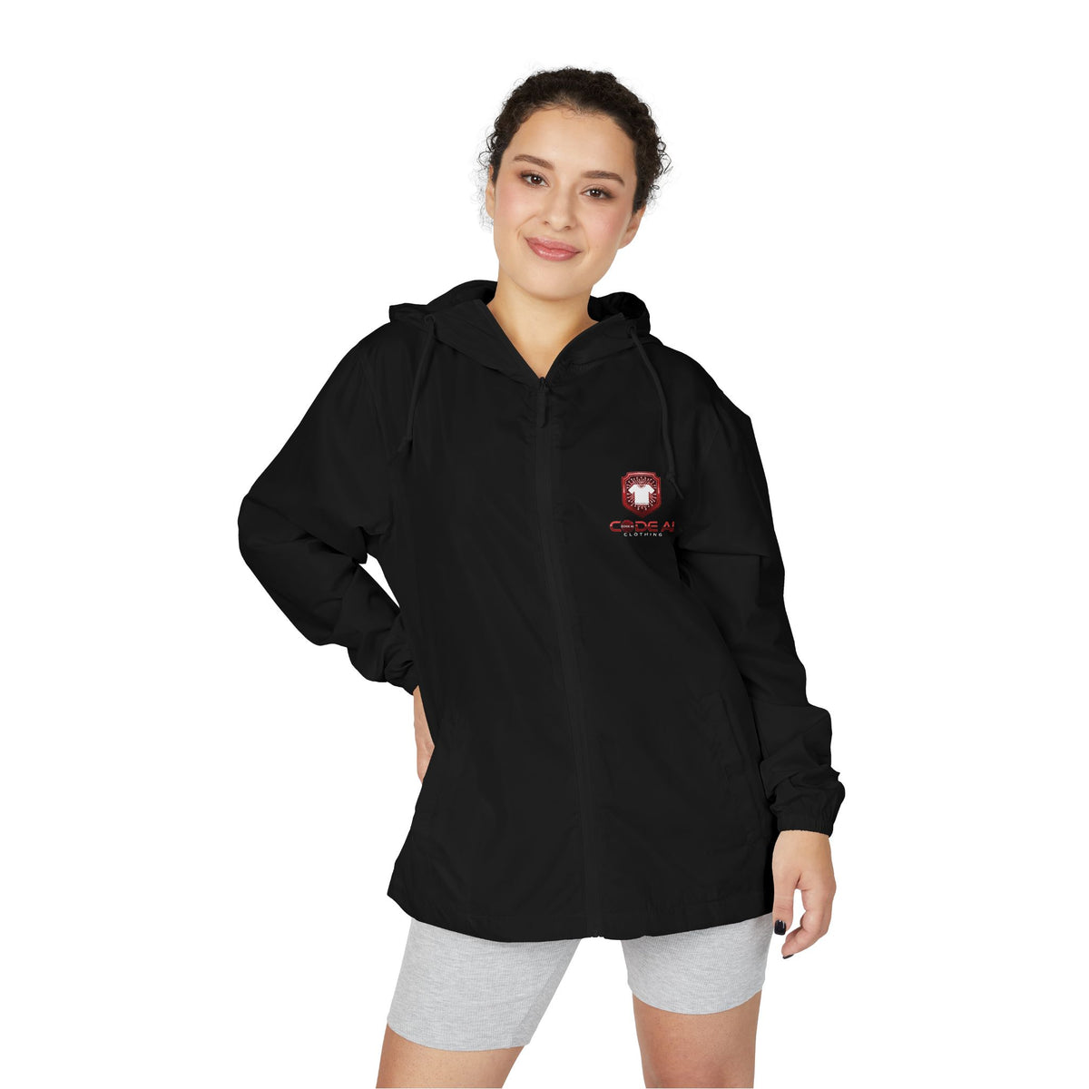 Red and white CodeAiclothing Full-Zip Windbreaker Jacket