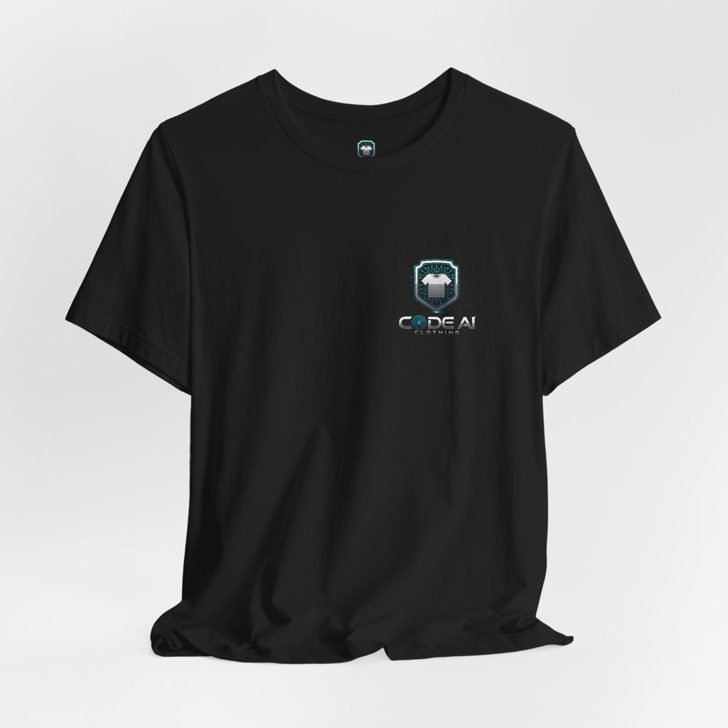 CodeAI Clothing T‑Shirt — Tech Circuit Shield Graphic Tee (Back Print)