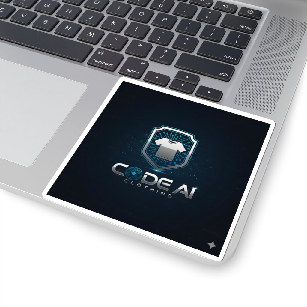 Code AI Clothing Logo Sticker — Tech Shield Kiss-Cut Sticker