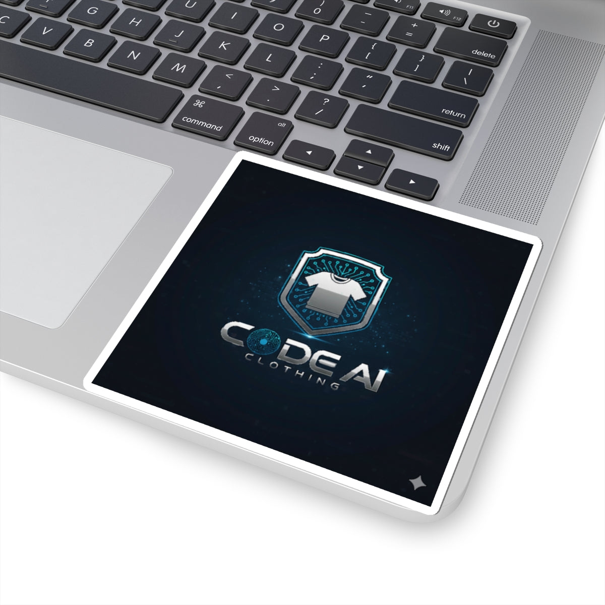 Code AI Clothing Logo Sticker — Tech Shield Kiss-Cut Sticker