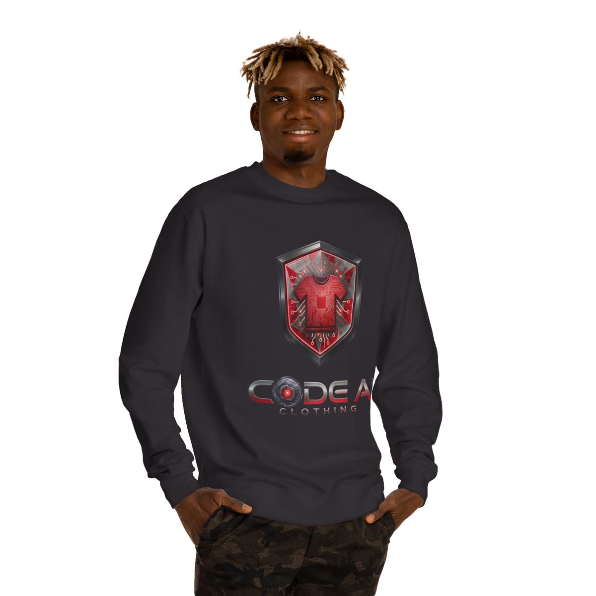 Red and grey CodeAiclothing Crew Neck Sweatshirt