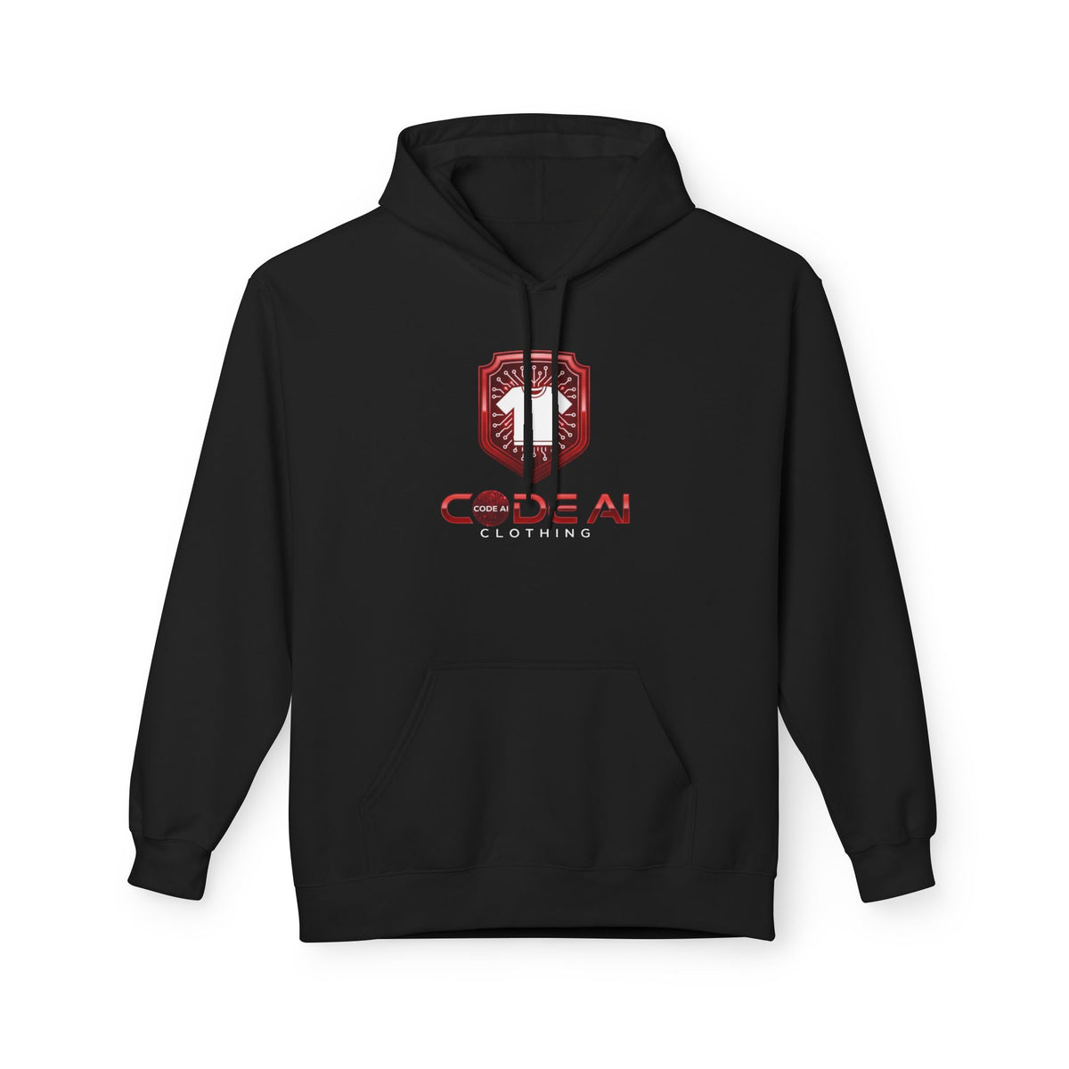 Red and white CodeAiclothing Fleece Hoodie