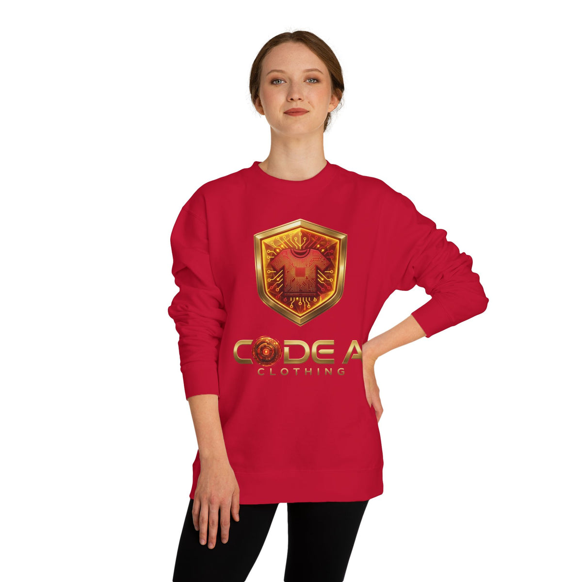 Red and yellow CodeAiclothing Crew Neck Sweatshirt