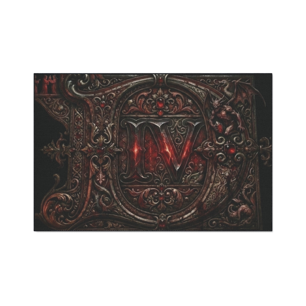 Gothic Red Monogram Floor Mat — Heavy Duty Decorative Rug