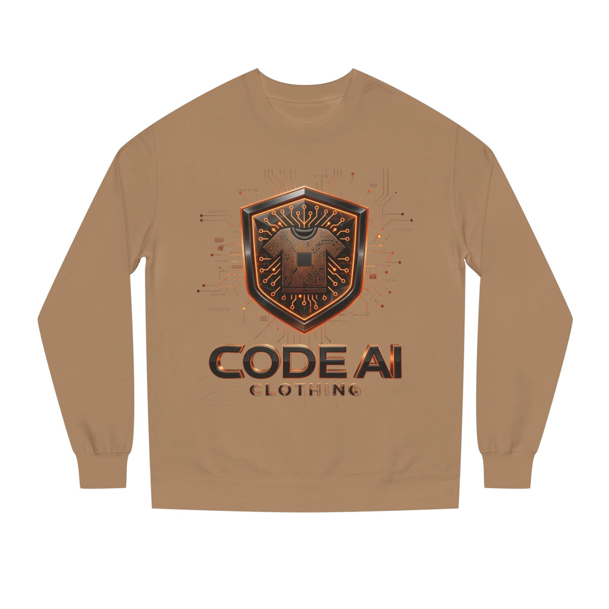 CodeAiclothing orange and black Crew Neck Sweatshirt