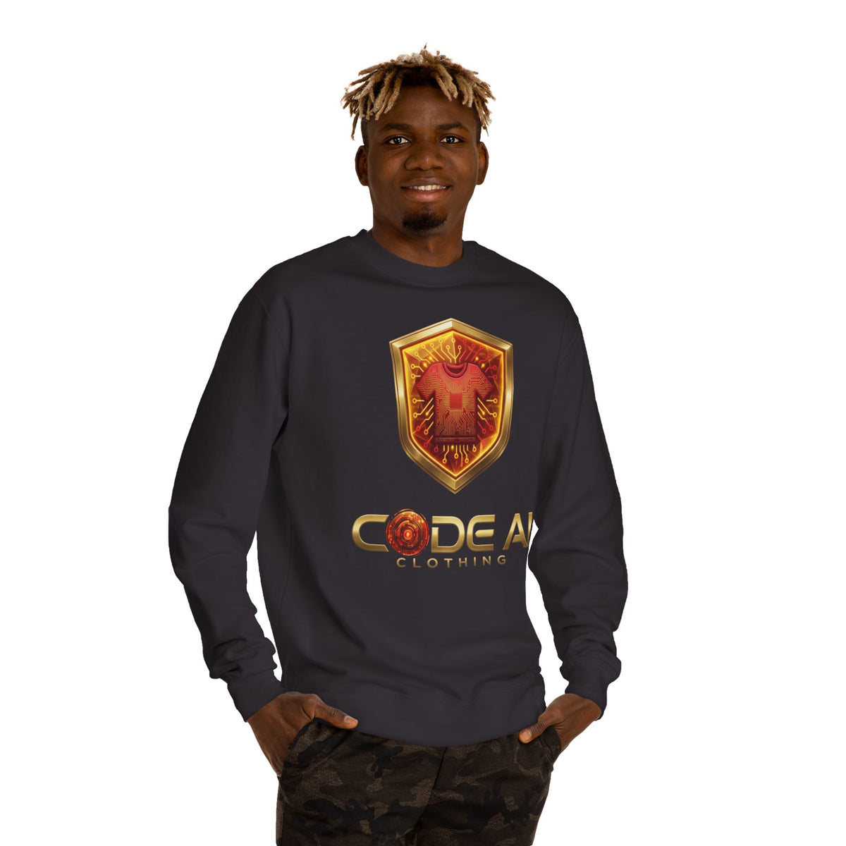 Red and yellow CodeAiclothing Crew Neck Sweatshirt