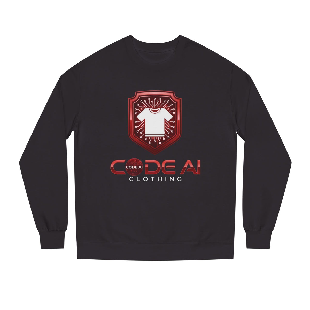 CodeAiclothing red and white Crew Neck Sweatshirt
