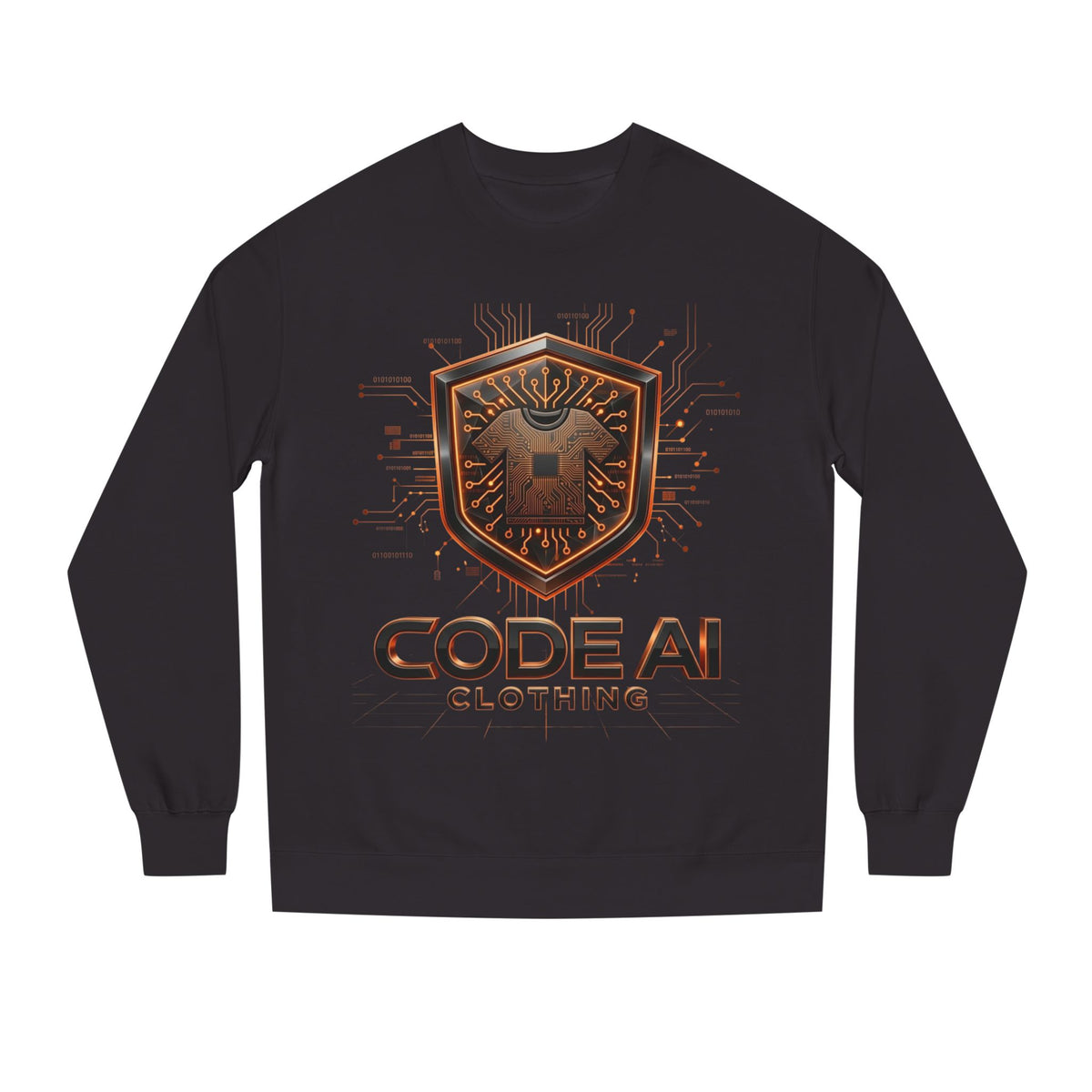 CodeAiclothing orange and black Crew Neck Sweatshirt