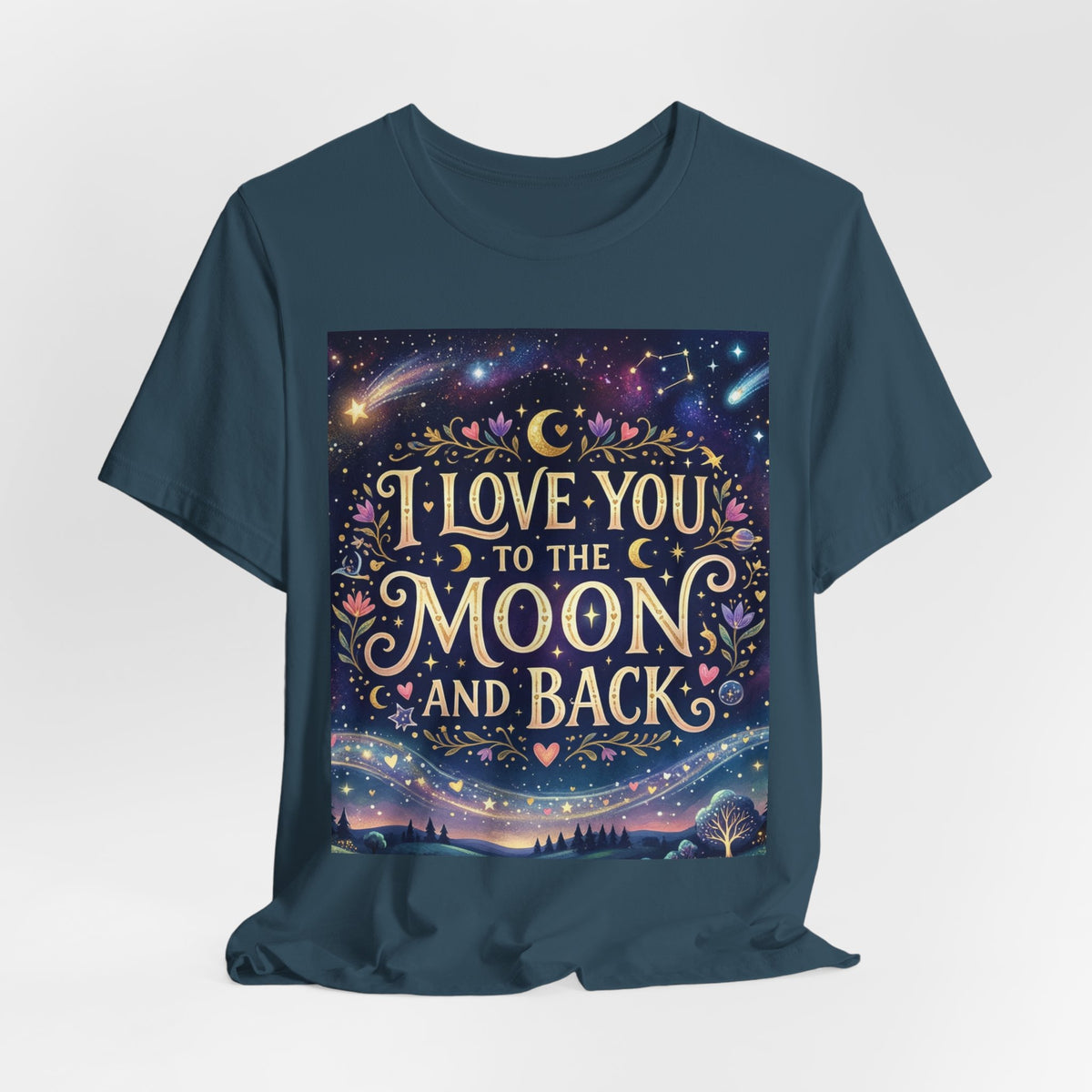 I Love You to the Moon and Back T‑Shirt — Romantic Night Sky Graphic Tee