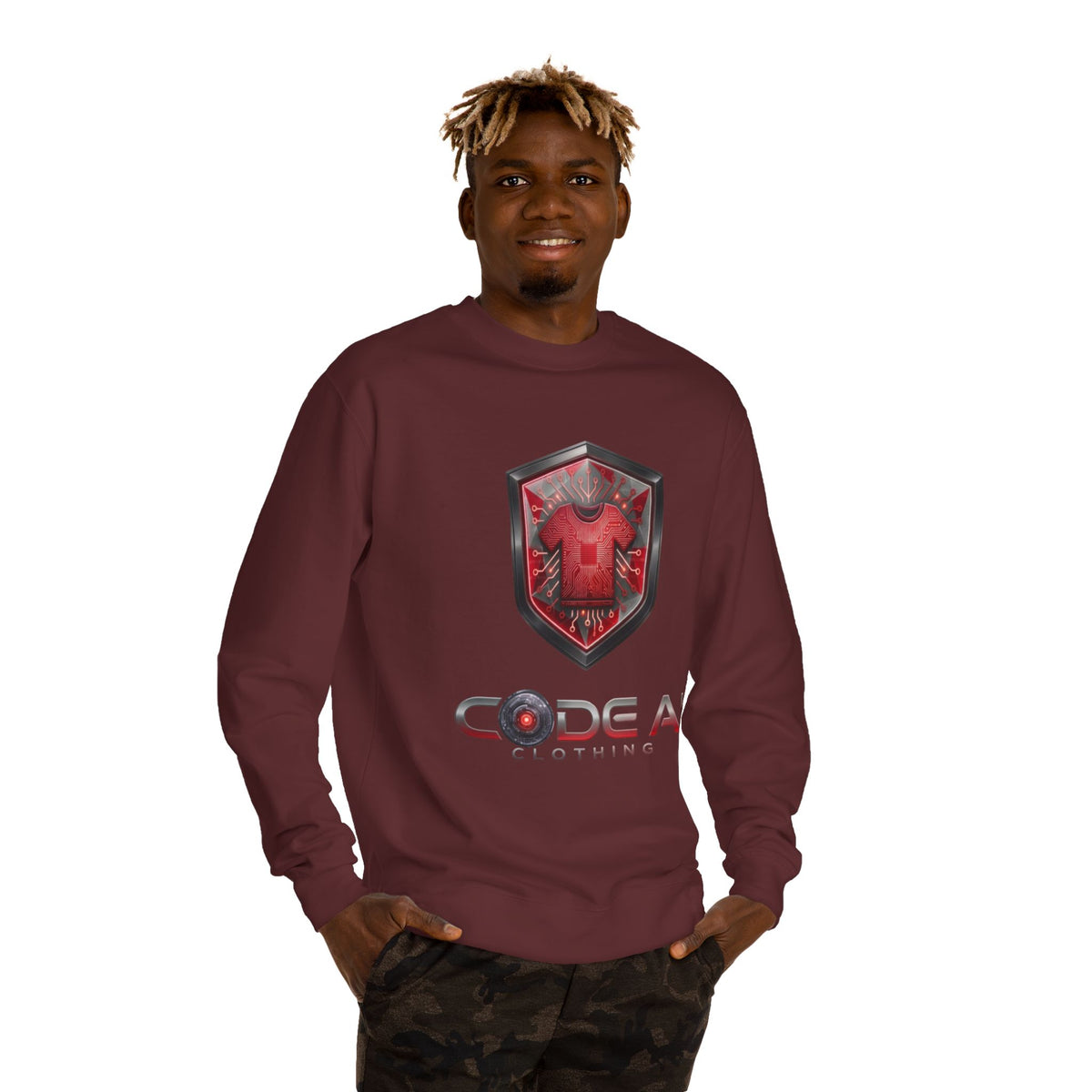Red and grey CodeAiclothing Crew Neck Sweatshirt
