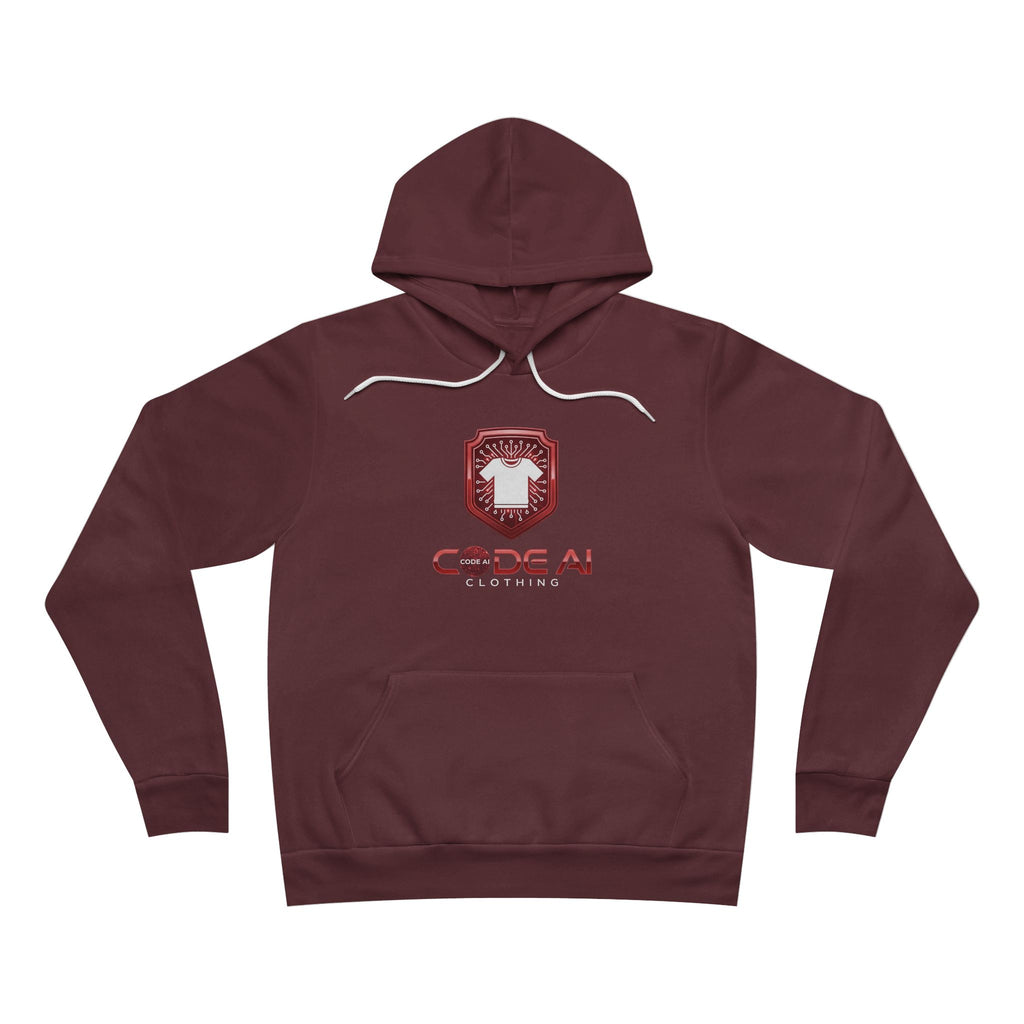 Red and white CodeAiclothing Sponge Fleece Pullover Hoodie