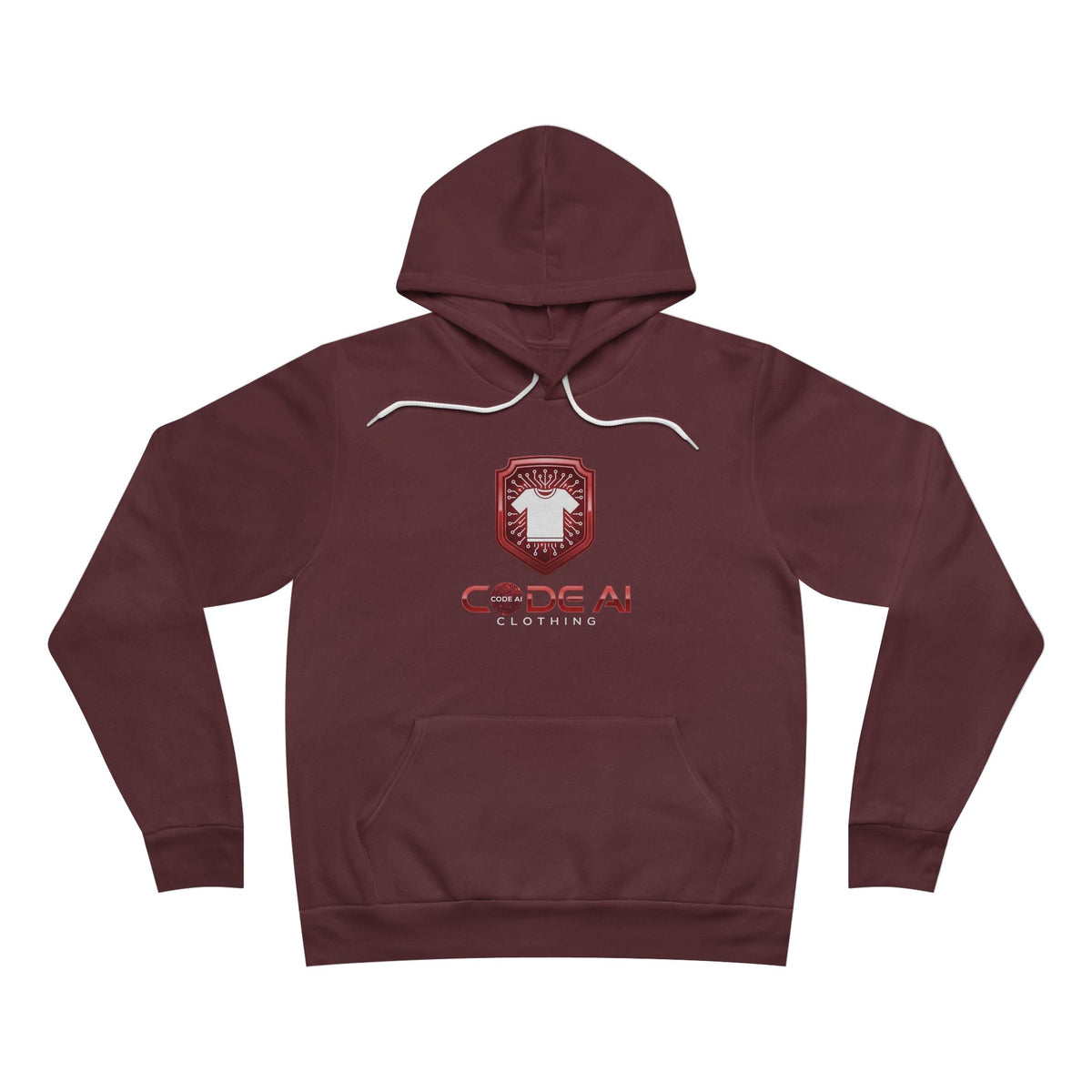 Red and white CodeAiclothing Sponge Fleece Pullover Hoodie