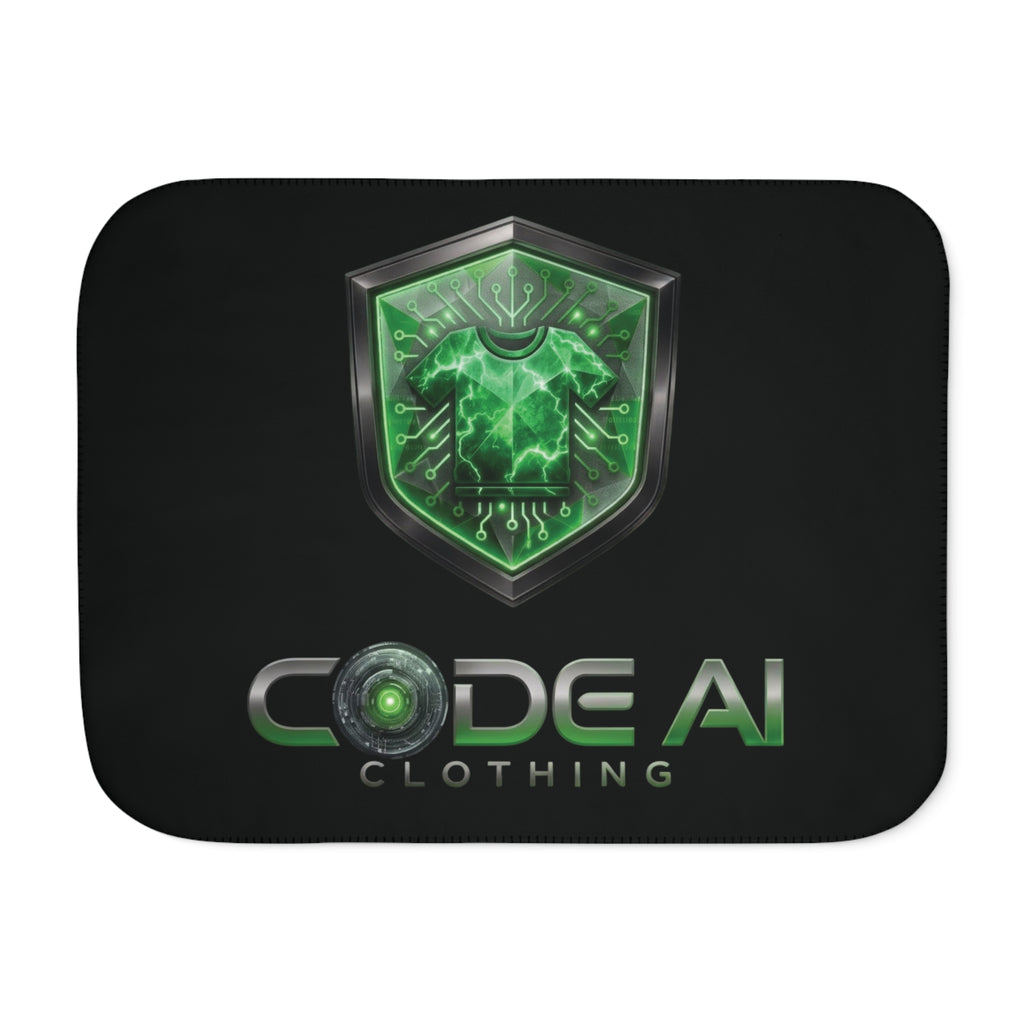 Sherpa Blanket — Code AI Green Shield Logo Plush Throw