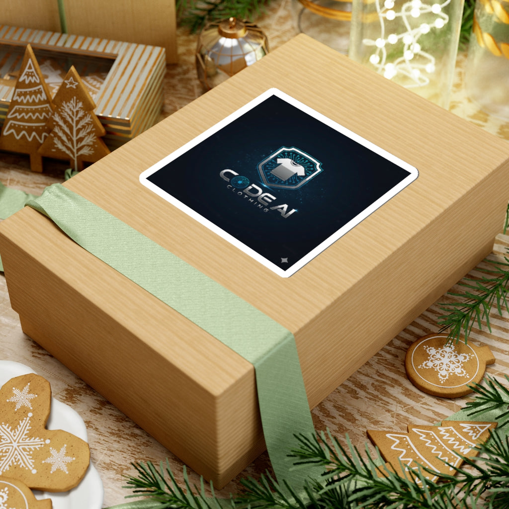 Code AI Clothing Logo Sticker — Tech Shield Kiss-Cut Sticker