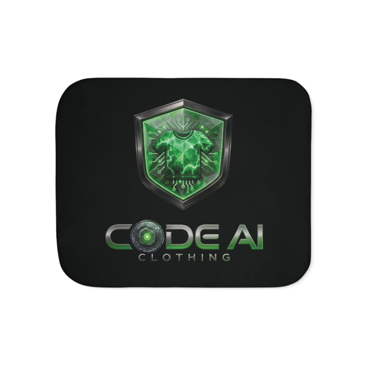 Sherpa Blanket — Code AI Green Shield Logo Plush Throw