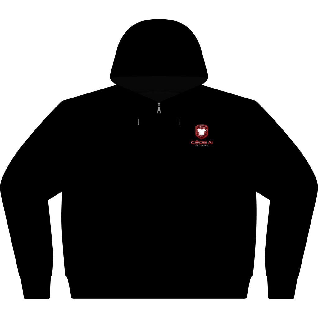 Red and white CodeAiclothing Tall Duck Cloth Hooded Work Jacket