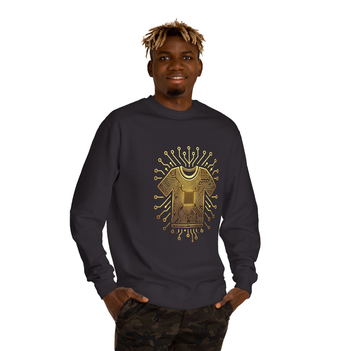 Yellow and Black Code Crewneck