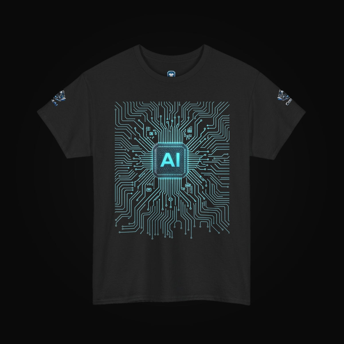 Artificial Intelligence Drip Tee on black background