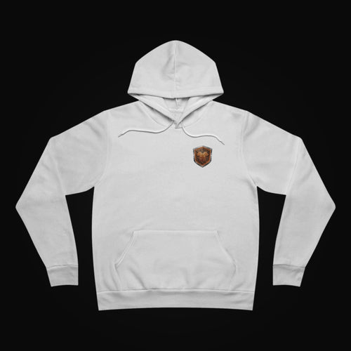 Bronze Shield Logo Hoodie on black background