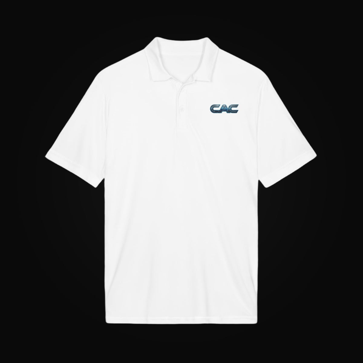 CAC Performance Polo on black background