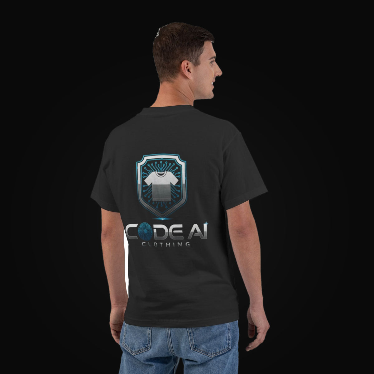 Code AI Beefy Tee on black background
