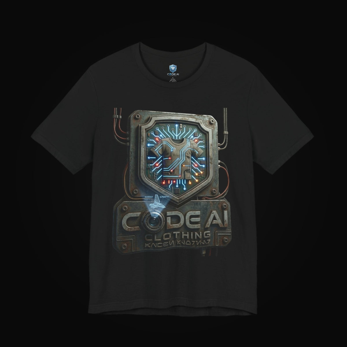 Code AI Binary Tee on black background