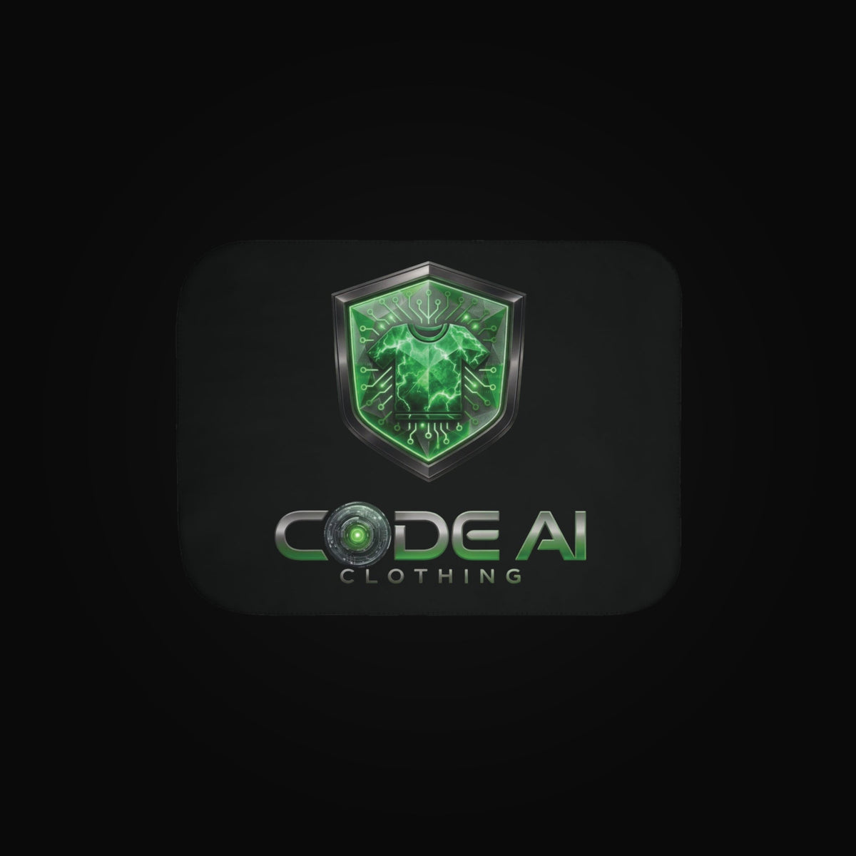 Code AI Green Shield Sherpa Blanket on black background