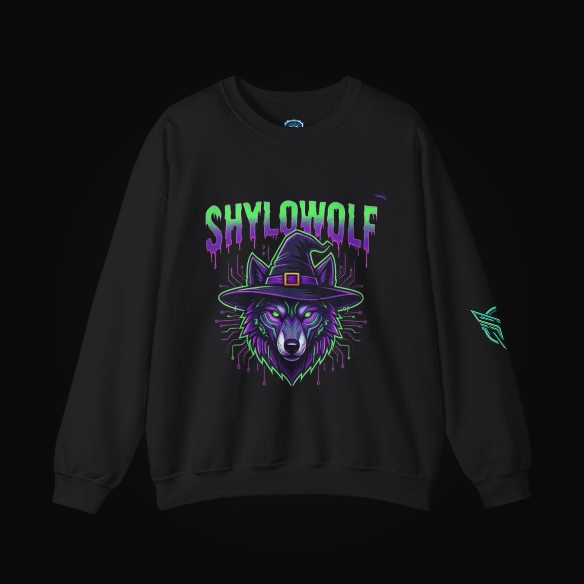 Shylowolf Signature Crewneck on black background