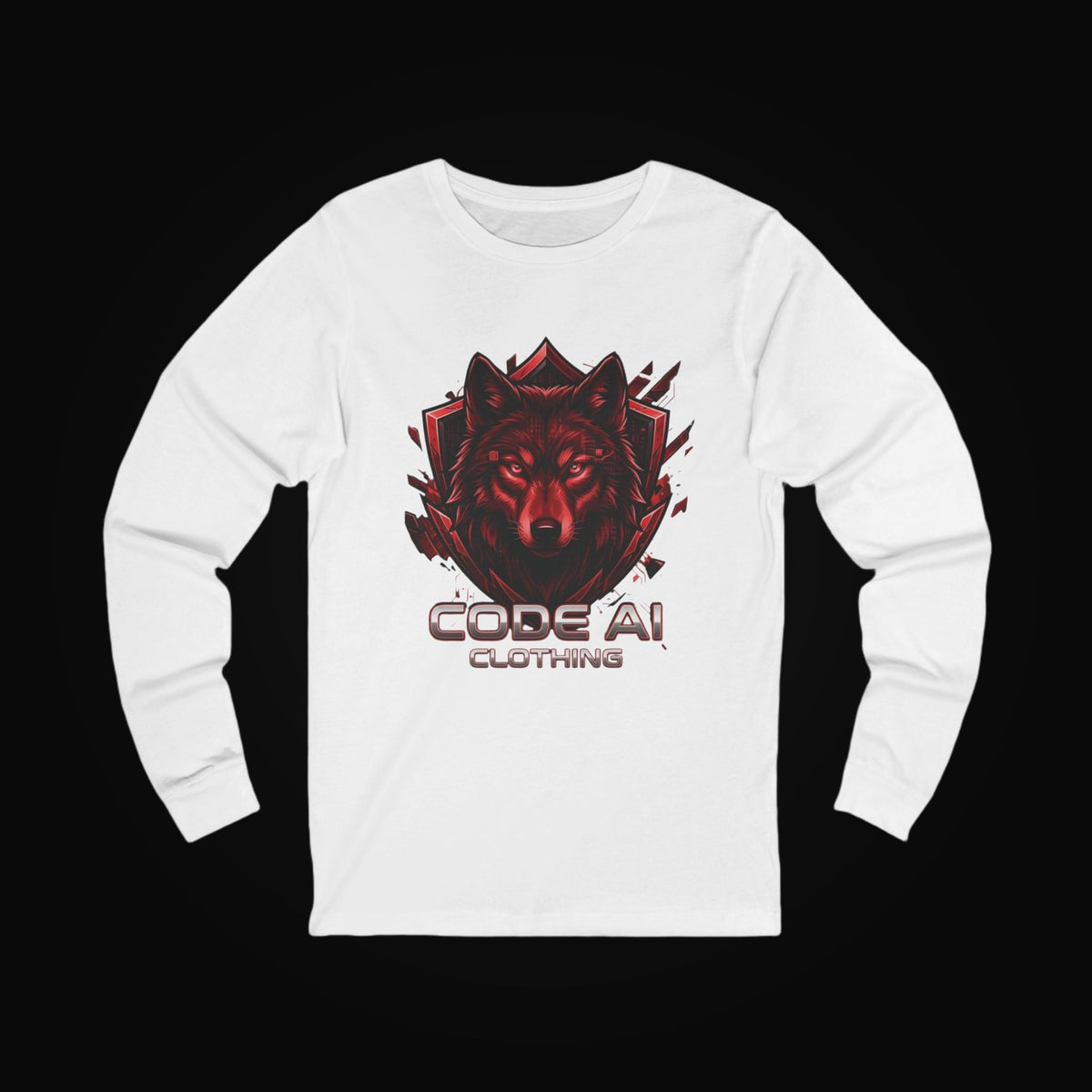 Wolf Code Long Sleeve Tee on black background